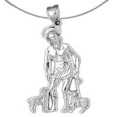 Sterling Silver St. Lazarus Pendant (Rhodium or Yellow Gold-plated)