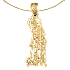 Sterling Silver St. Lazarus Pendant (Rhodium or Yellow Gold-plated)