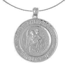 Sterling Silver St. Christopher Pendant (Rhodium or Yellow Gold-plated)