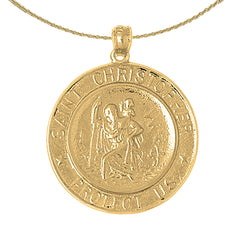 Sterling Silver St. Christopher Pendant (Rhodium or Yellow Gold-plated)