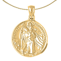 Sterling Silver St. Christopher Pendant (Rhodium or Yellow Gold-plated)
