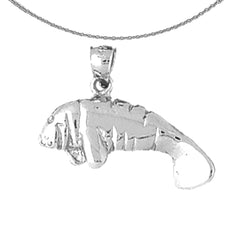 Colgante de manatí de plata de ley (bañado en rodio o oro amarillo)