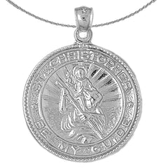 Sterling Silver St. Christopher Pendant (Rhodium or Yellow Gold-plated)