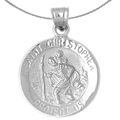 Sterling Silver St. Christopher Pendant (Rhodium or Yellow Gold-plated)