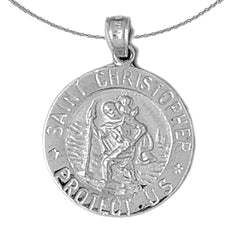 Sterling Silver St. Christopher Pendant (Rhodium or Yellow Gold-plated)