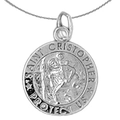 Sterling Silver St. Christopher Pendant (Rhodium or Yellow Gold-plated)