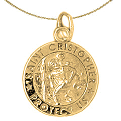 Sterling Silver St. Christopher Pendant (Rhodium or Yellow Gold-plated)