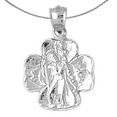 Sterling Silver St. Christopher Pendant (Rhodium or Yellow Gold-plated)
