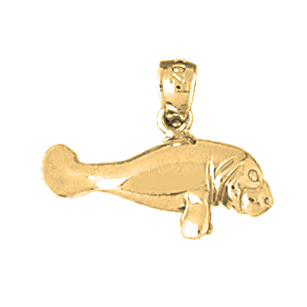 Yellow Gold-plated Silver Manatee Pendant