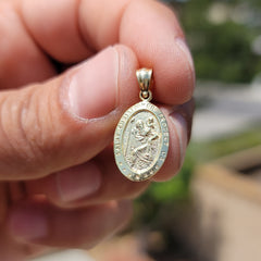 Sterling Silver St. Christopher Pendant (Rhodium or Yellow Gold-plated)