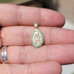Sterling Silver St. Christopher Pendant (Rhodium or Yellow Gold-plated)