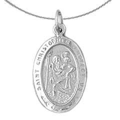 Sterling Silver St. Christopher Pendant (Rhodium or Yellow Gold-plated)