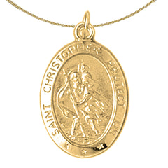 Sterling Silver St. Christopher Pendant (Rhodium or Yellow Gold-plated)