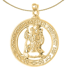 Sterling Silver St. Christopher Pendant (Rhodium or Yellow Gold-plated)