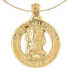 Sterling Silver St. Christopher Pendant (Rhodium or Yellow Gold-plated)