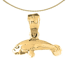 Colgante de manatí de plata de ley (bañado en rodio o oro amarillo)