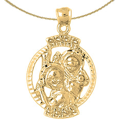 Sterling Silver St. Christopher Pendant (Rhodium or Yellow Gold-plated)