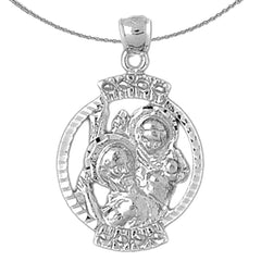 Sterling Silver St. Christopher Pendant (Rhodium or Yellow Gold-plated)