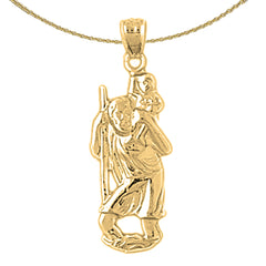 Sterling Silver St. Christopher Pendant (Rhodium or Yellow Gold-plated)