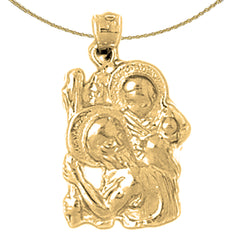 Sterling Silver St. Christopher Pendant (Rhodium or Yellow Gold-plated)