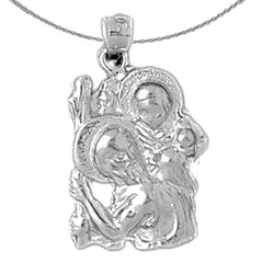 Sterling Silver St. Christopher Pendant (Rhodium or Yellow Gold-plated)
