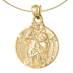 Sterling Silver St. Christopher Pendant (Rhodium or Yellow Gold-plated)