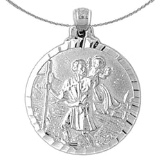Sterling Silver St. Christopher Pendant (Rhodium or Yellow Gold-plated)