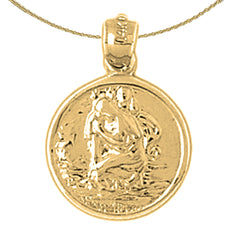Sterling Silver St. Christopher Pendant (Rhodium or Yellow Gold-plated)