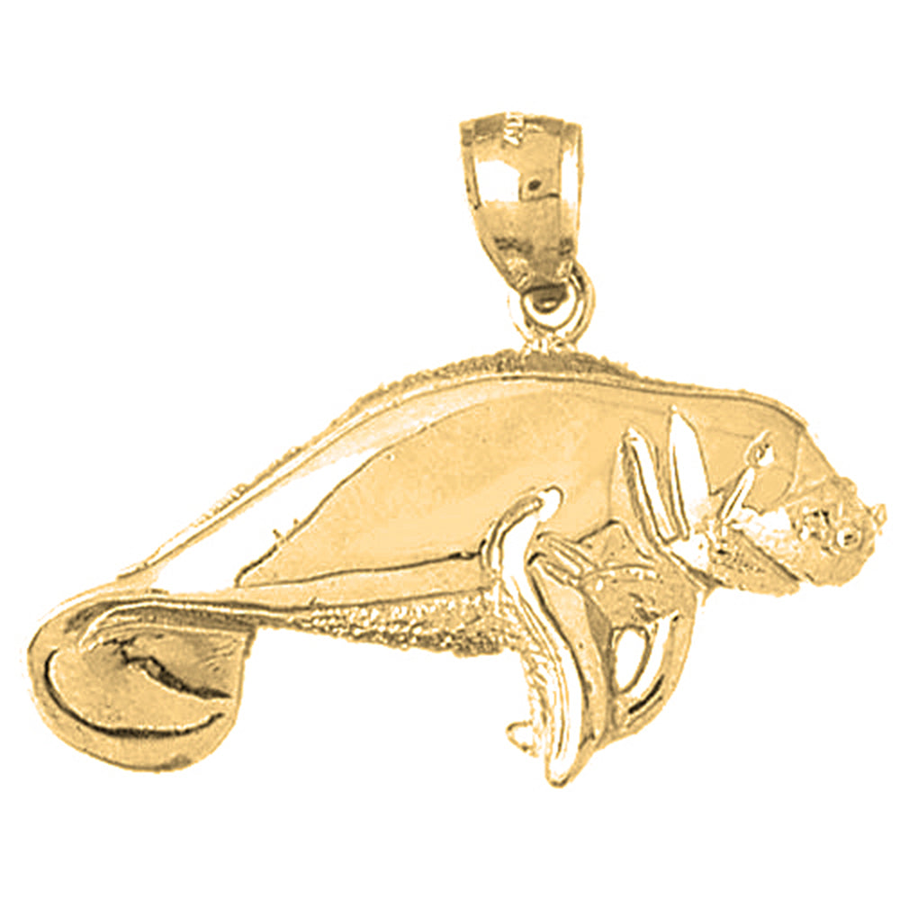 Yellow Gold-plated Silver Manatee Pendant