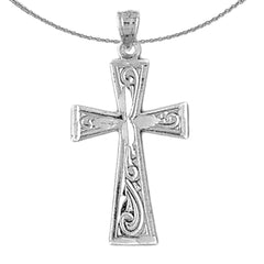 Sterling Silver Cross Pendant (Rhodium or Yellow Gold-plated)
