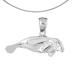 Colgante de manatí de plata de ley (bañado en rodio o oro amarillo)
