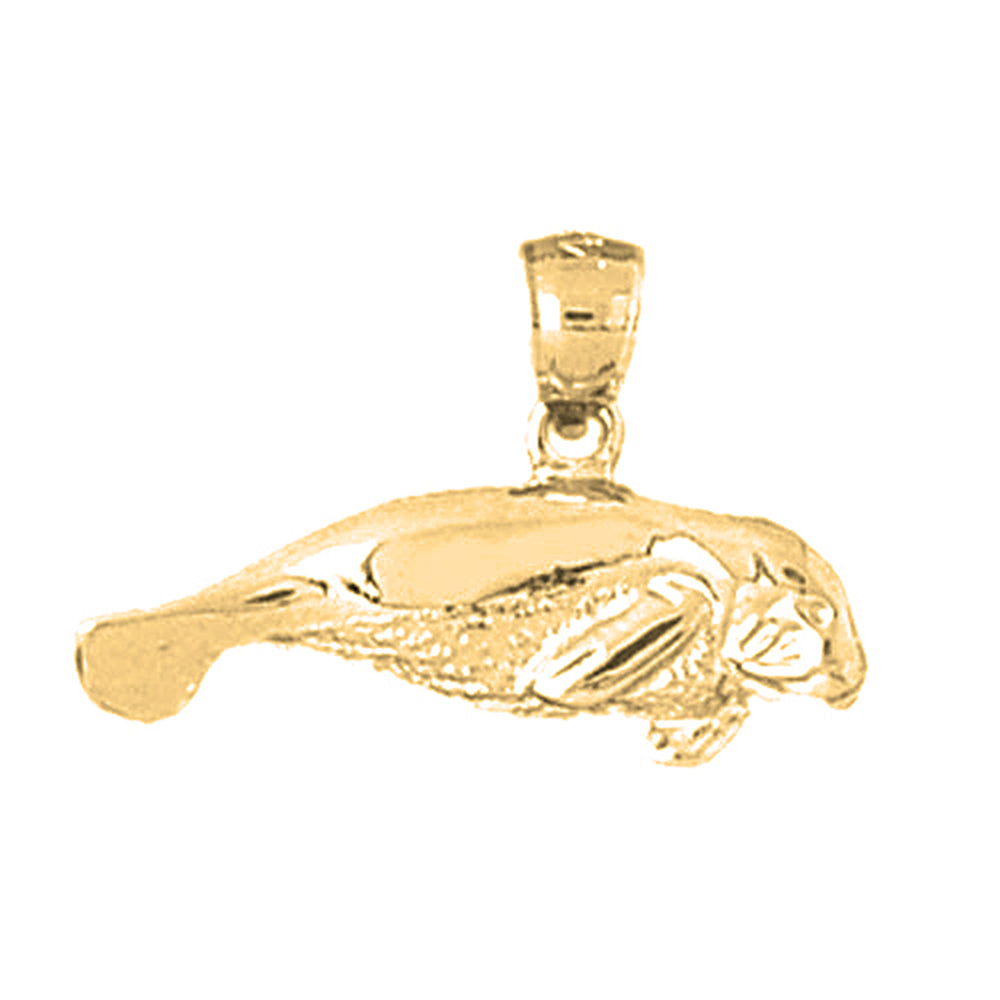 Yellow Gold-plated Silver Manatee Pendant