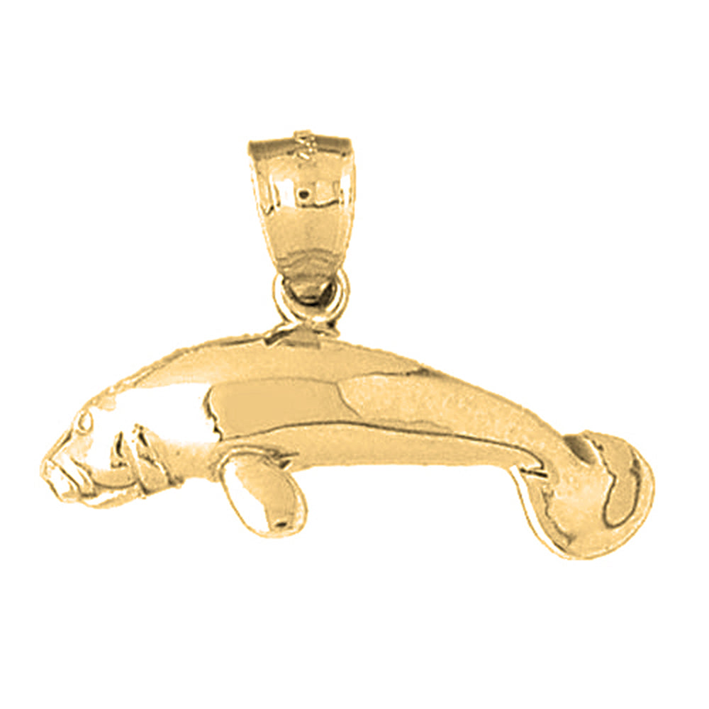 Yellow Gold-plated Silver Manatee Pendant