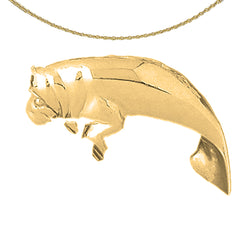 Sterling Silver Manatee Pendant (Rhodium or Yellow Gold-plated)