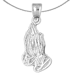 Colgante de manos rezando en plata de ley (bañado en rodio o oro amarillo)