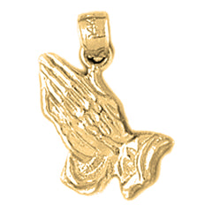 Yellow Gold-plated Silver Praying Hands Pendant