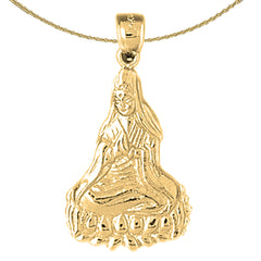 Sterling Silver Buddah Pendant (Rhodium or Yellow Gold-plated)