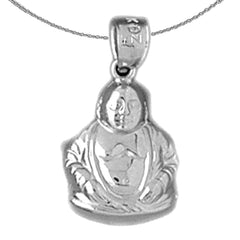 Sterling Silver Buddah Pendant (Rhodium or Yellow Gold-plated)