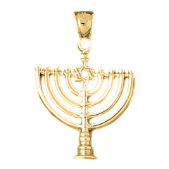 Yellow Gold-plated Silver Menorah Pendant