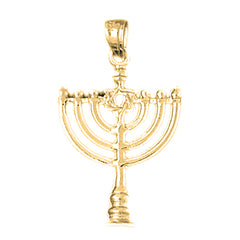 Yellow Gold-plated Silver Menorah Pendant