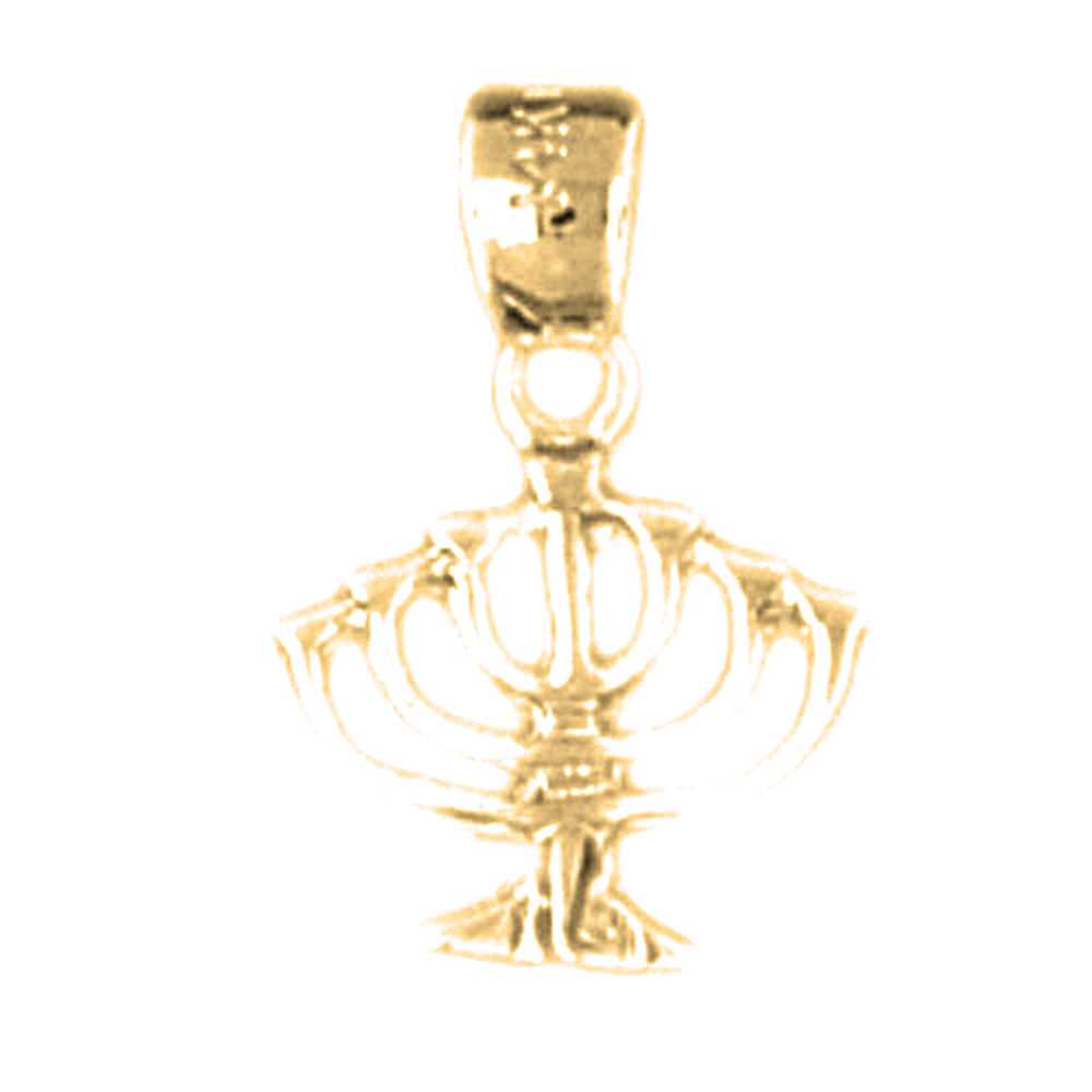 Yellow Gold-plated Silver Menorah Pendant