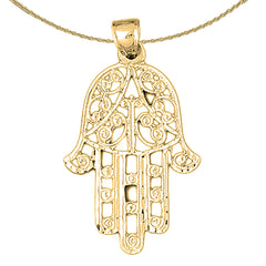 Sterling Silver Chamsah Pendant (Rhodium or Yellow Gold-plated)