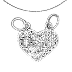 Colgante Mizpah de plata de ley (bañado en rodio o oro amarillo)