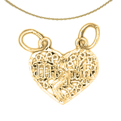 Colgante Mizpah de plata de ley (bañado en rodio o oro amarillo)