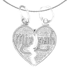 Colgante Mizpah de plata de ley (bañado en rodio o oro amarillo)