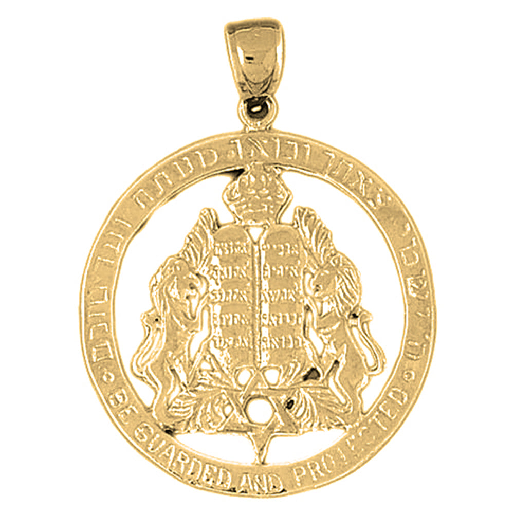 Yellow Gold-plated Silver Ten Commandments Pendant