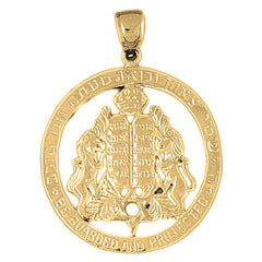 Yellow Gold-plated Silver Ten Commandments Pendant