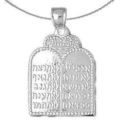 Sterling Silver Ten Commandments Pendant (Rhodium or Yellow Gold-plated)
