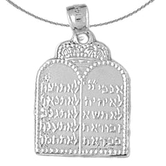 Sterling Silver Ten Commandments Pendant (Rhodium or Yellow Gold-plated)
