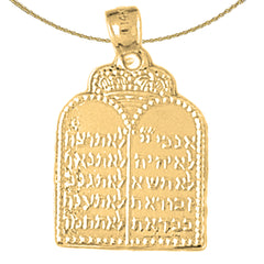 Sterling Silver Ten Commandments Pendant (Rhodium or Yellow Gold-plated)
